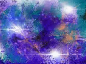 Digital painting with purples and blue and orange.