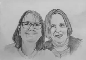 Pencil Portrait of two friends.