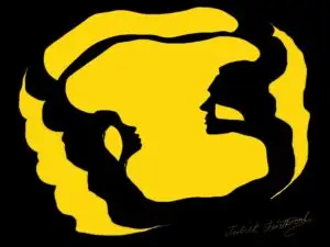 A digital painting in yellow and black